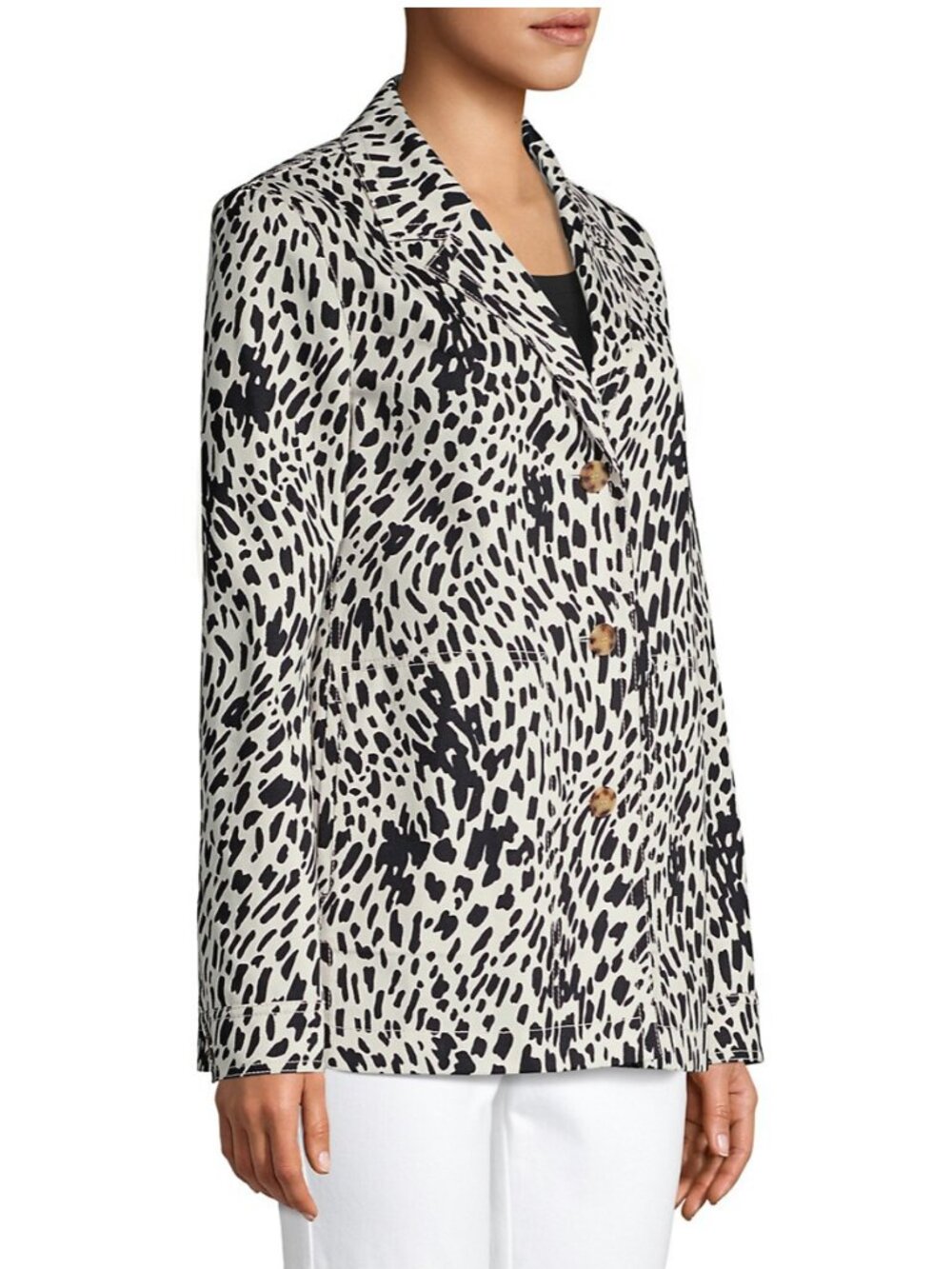 Lafayette 148 New York Black & White Coleman Print Cotton Jacket in Women's XXL